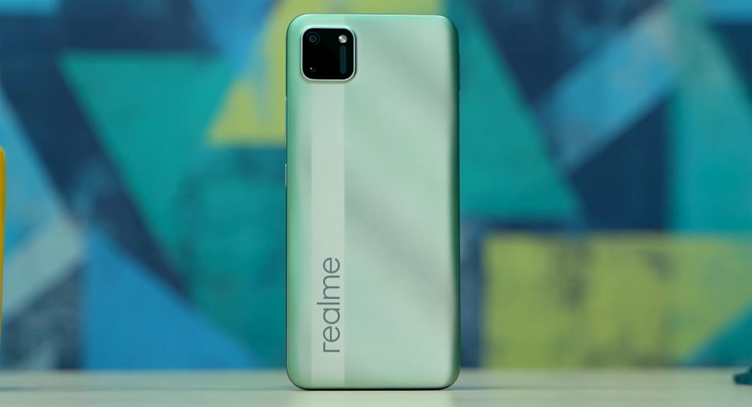 Realme C11 Back side on the Table