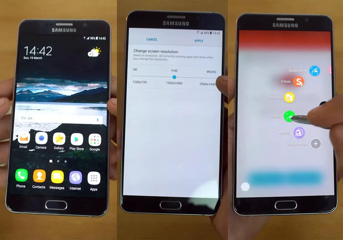 Samsung Galaxy Note 5 Nougat Firmware Screenshots
