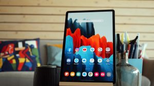 Samsung Galaxy Tab S7+ in Vertical Position