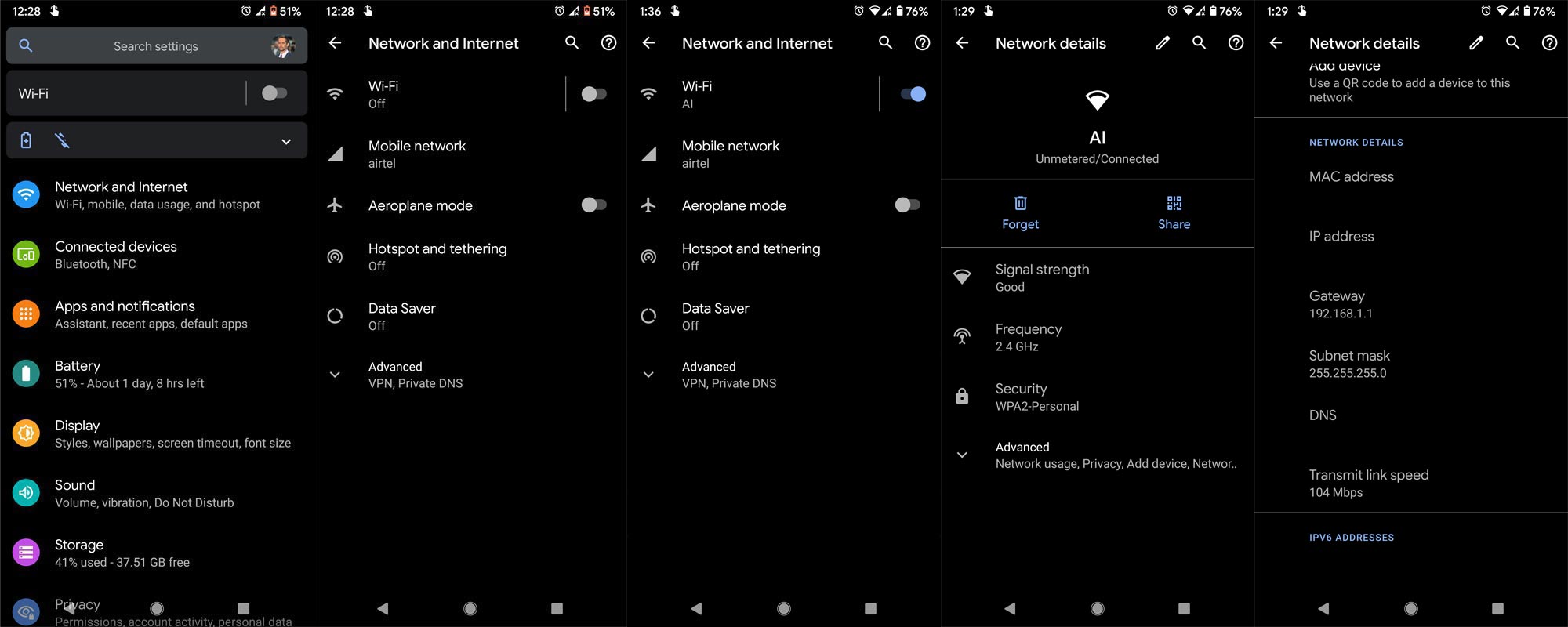 Wi-Fi Transmit speed in Android Settings
