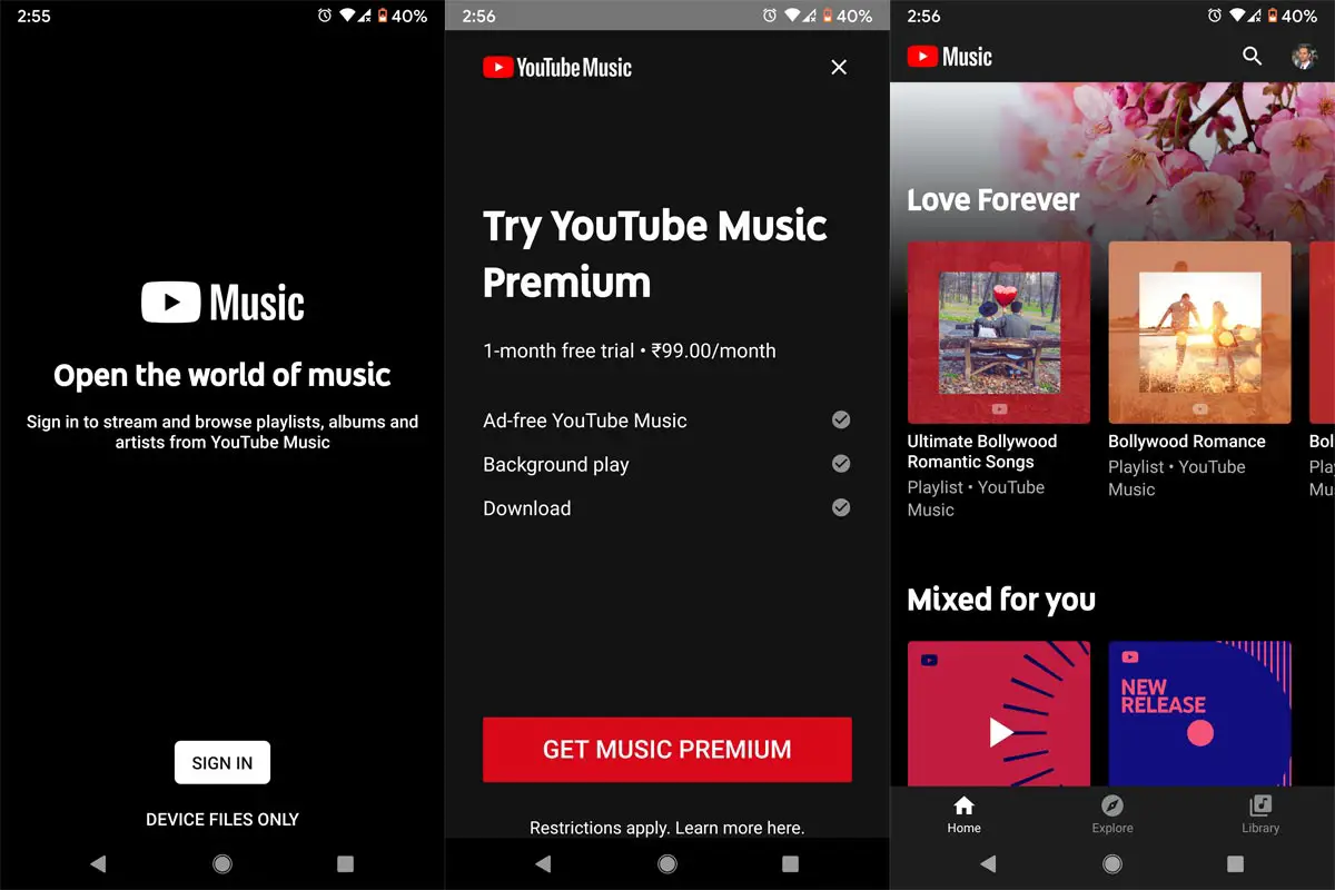 YouTube Music App Screenshots