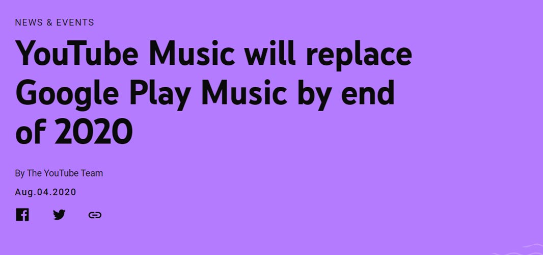 YouTube Music Replacing Google Play Music