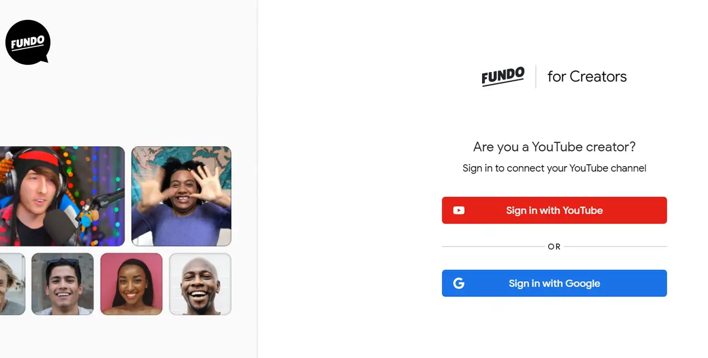 Fundo Creator Sign Up Page