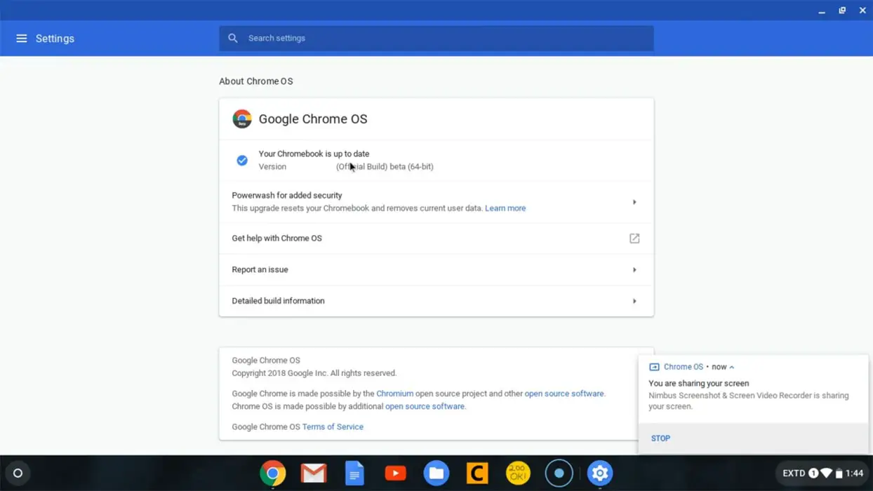 Google Chrome OS version check