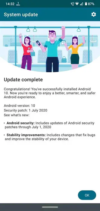 Moto G8 Plus Android 10 OTA Update