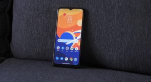 Moto G9 Play Home screen on the couch