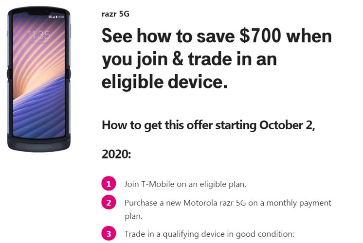 Moto Razr 2 5G $700 off in T-Mobile