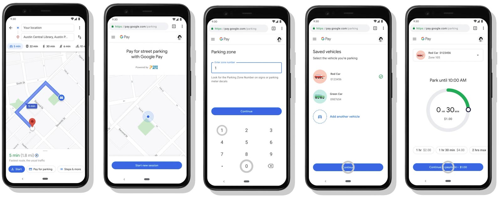 Pay for Parking using Google Map and Google Pay