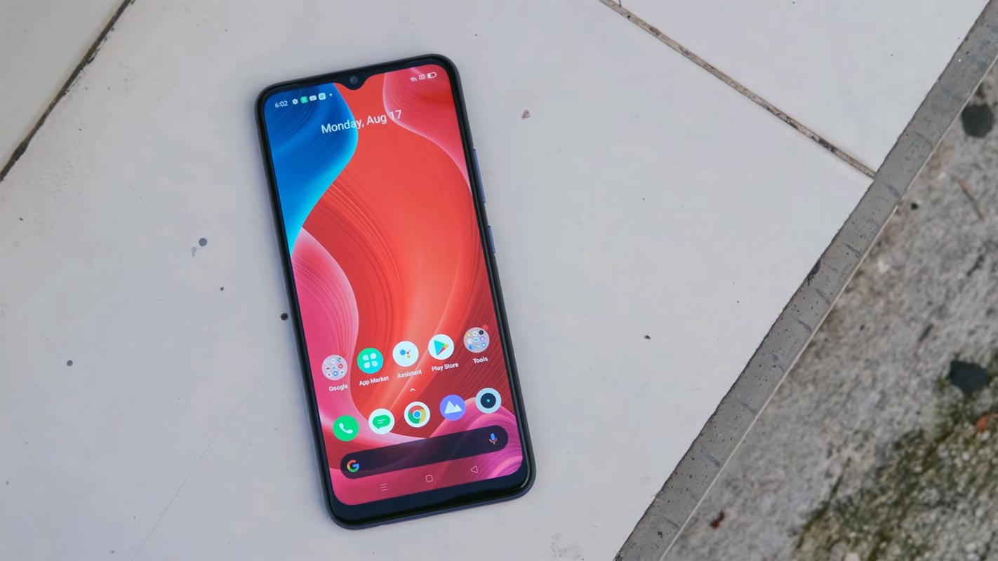 Realme C15 Home Screen on the floor