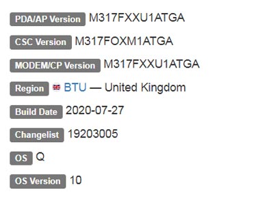 Samsung Galaxy M31s Android 10 Firmware Details