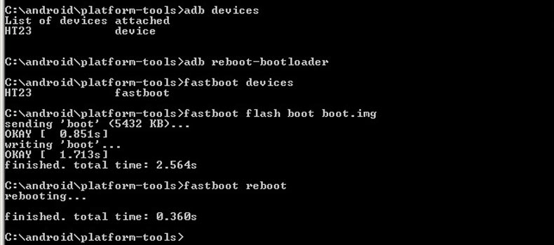 fastboot flash boot boot.img command