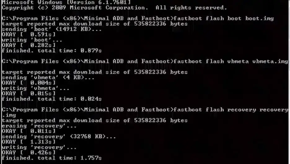 fastboot flash boot vbmeta recovery.img