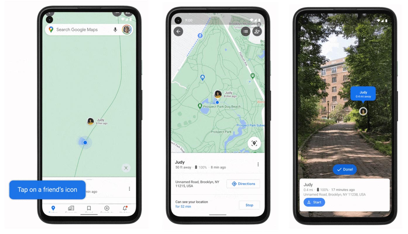 Google Maps Live View Location Sharing