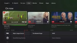 Google TV Live show UI