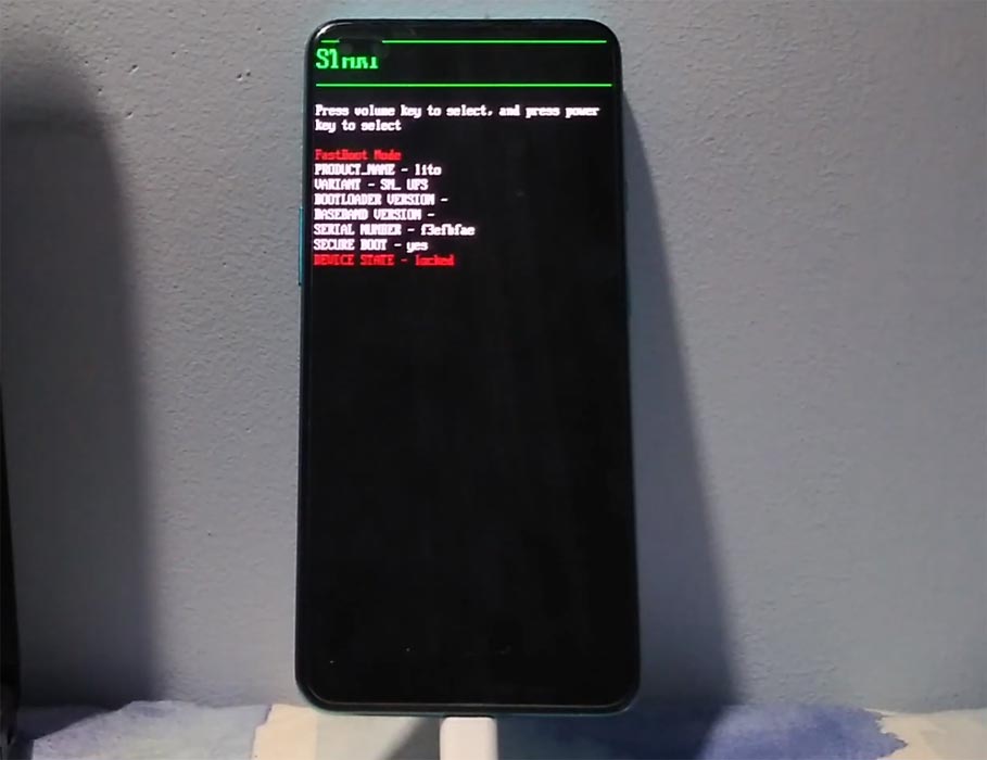 OnePlus Nord Fastboot Mode Warning Screen