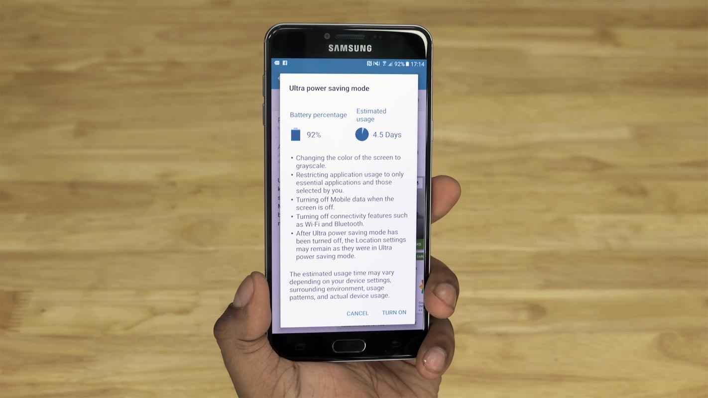 Samsung Galaxy C7 Ultra Power Saving Mode