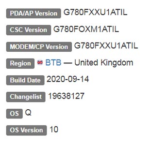 Samsung Galaxy S20 FE Fan Edition Android 10 Firmware Details