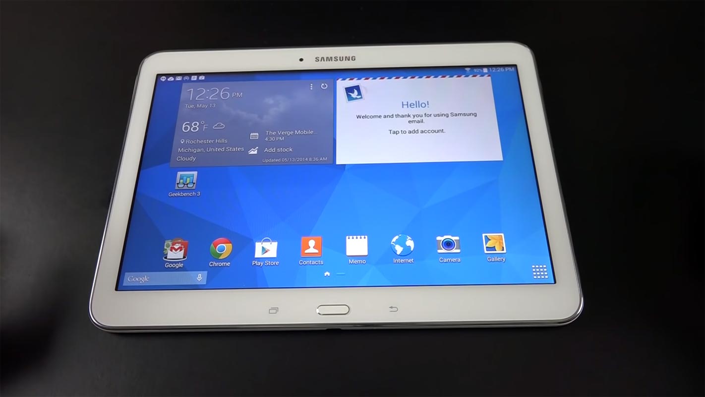 Samsung Galaxy Tab 4 10.1 2015 Home Screen