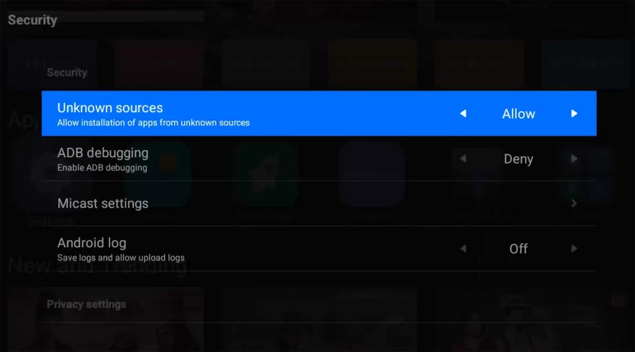 Unknown Sources Enable Android TV