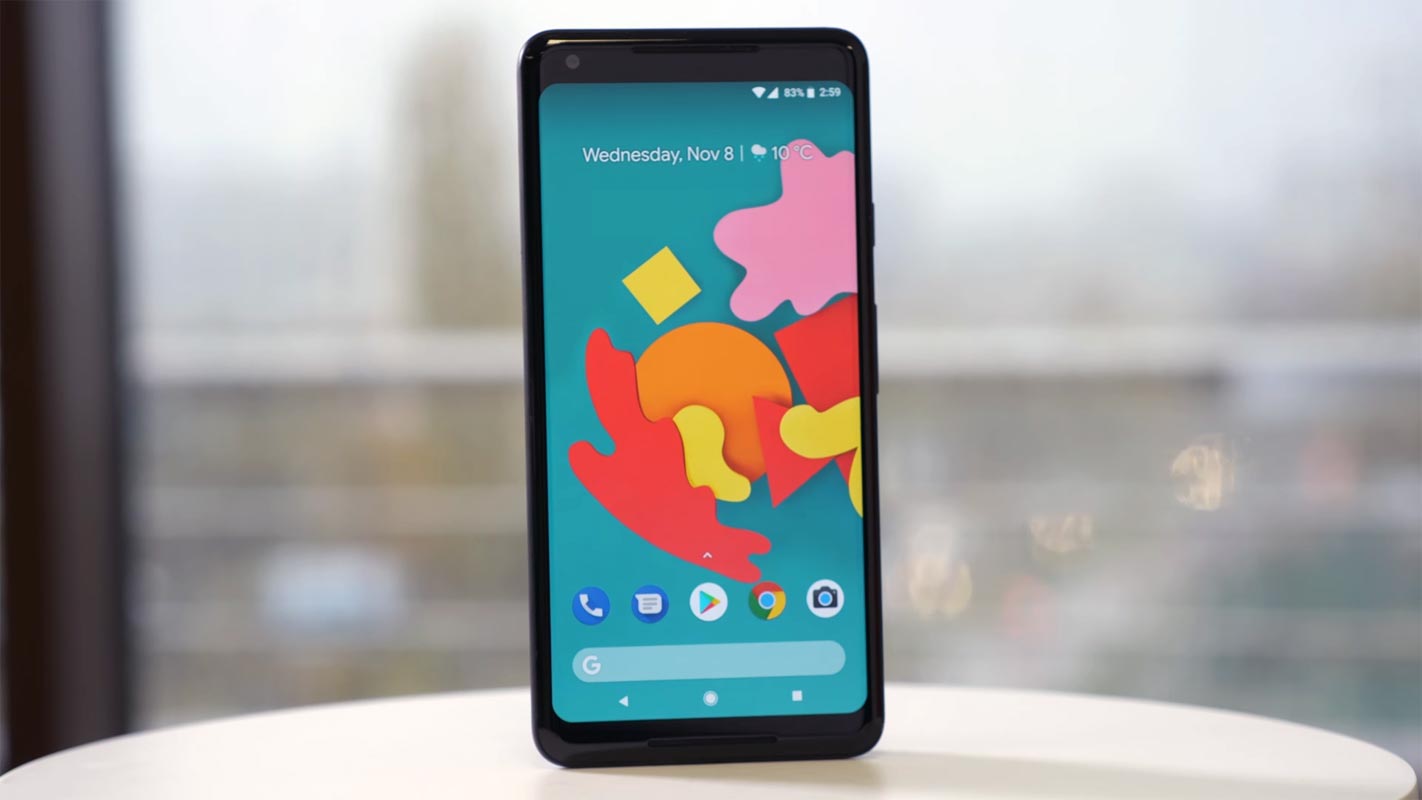 Google Pixel 2 XL Unlocked Home Screen on the table