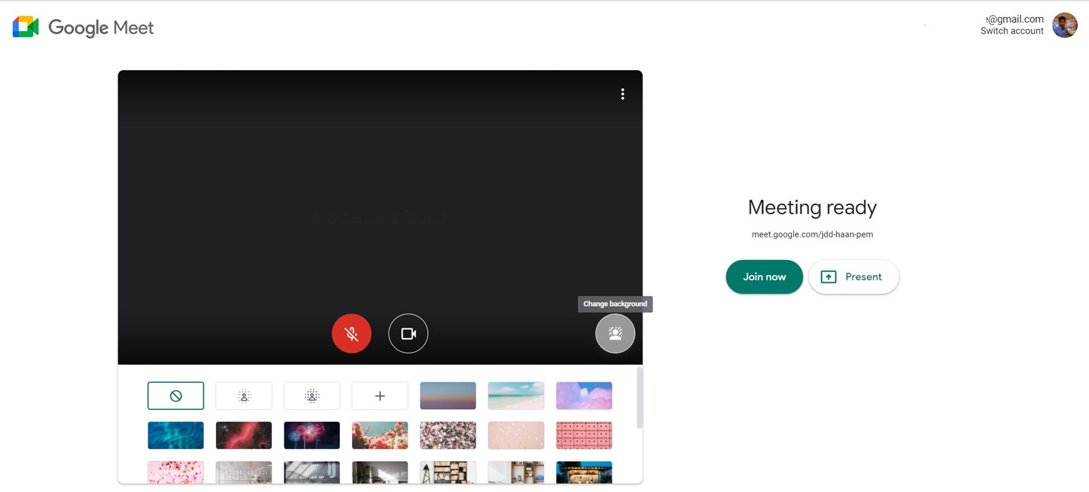 Select Custom Background in Google Meet