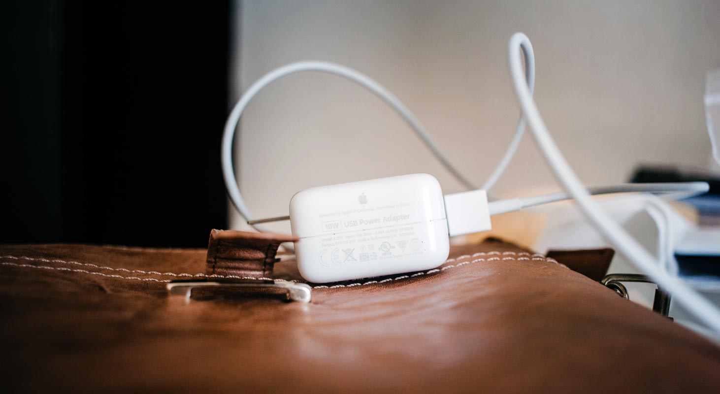 Apple Charger on the Bag