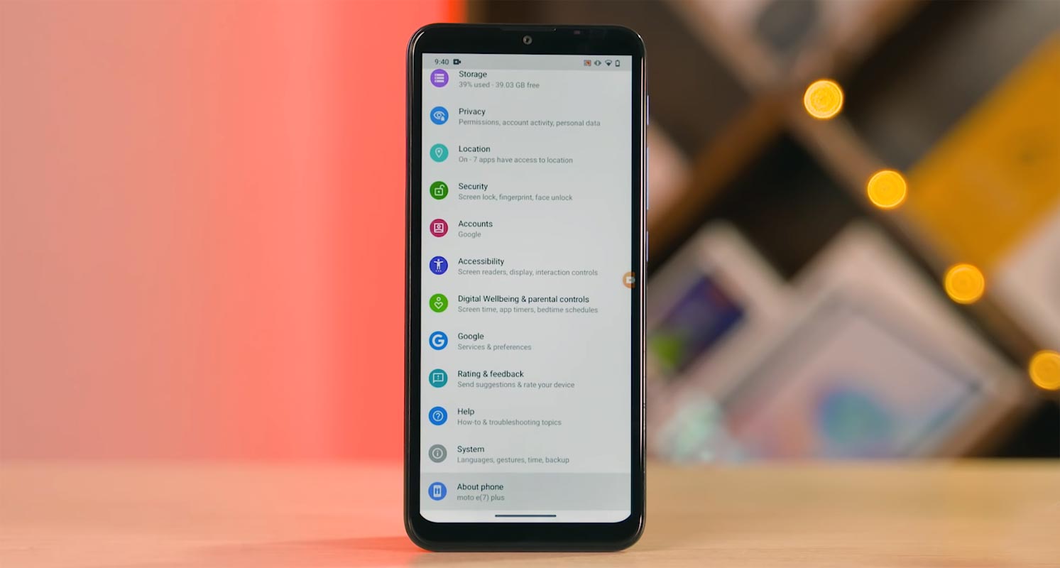 Moto E7 About Settings Details