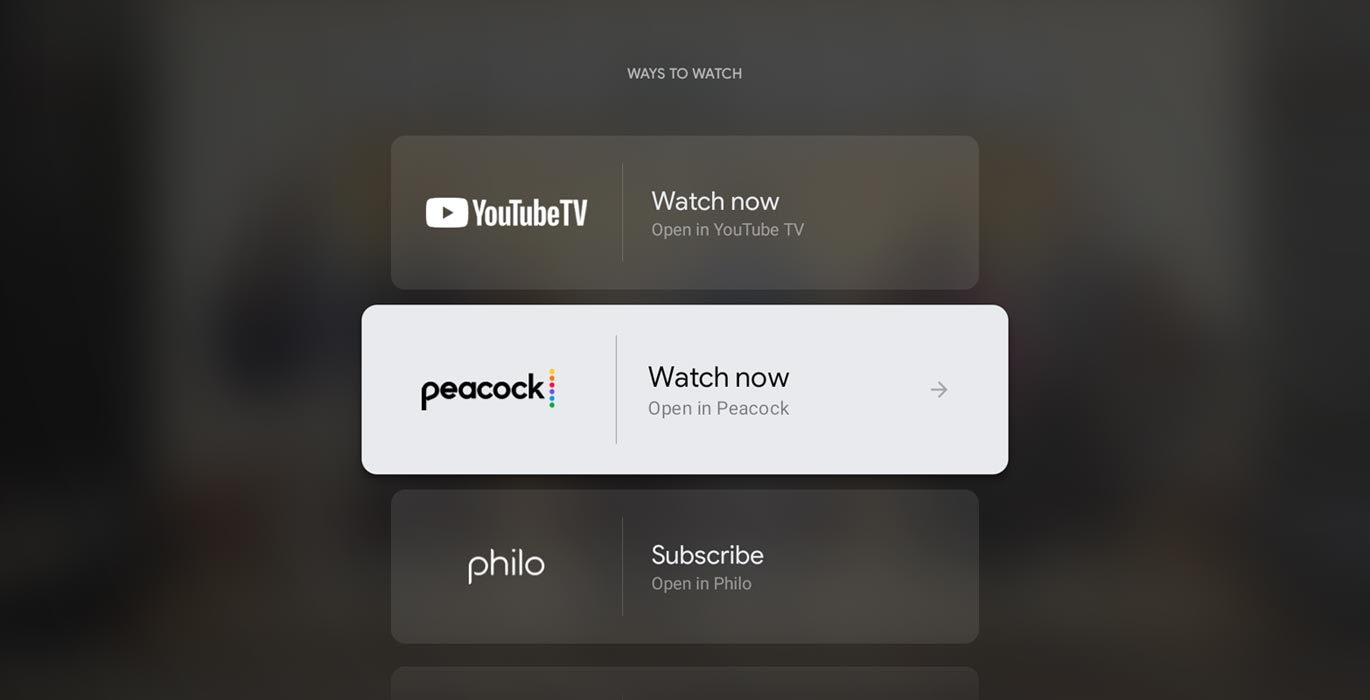 NBC Peacock app available in Google TV Chromecast