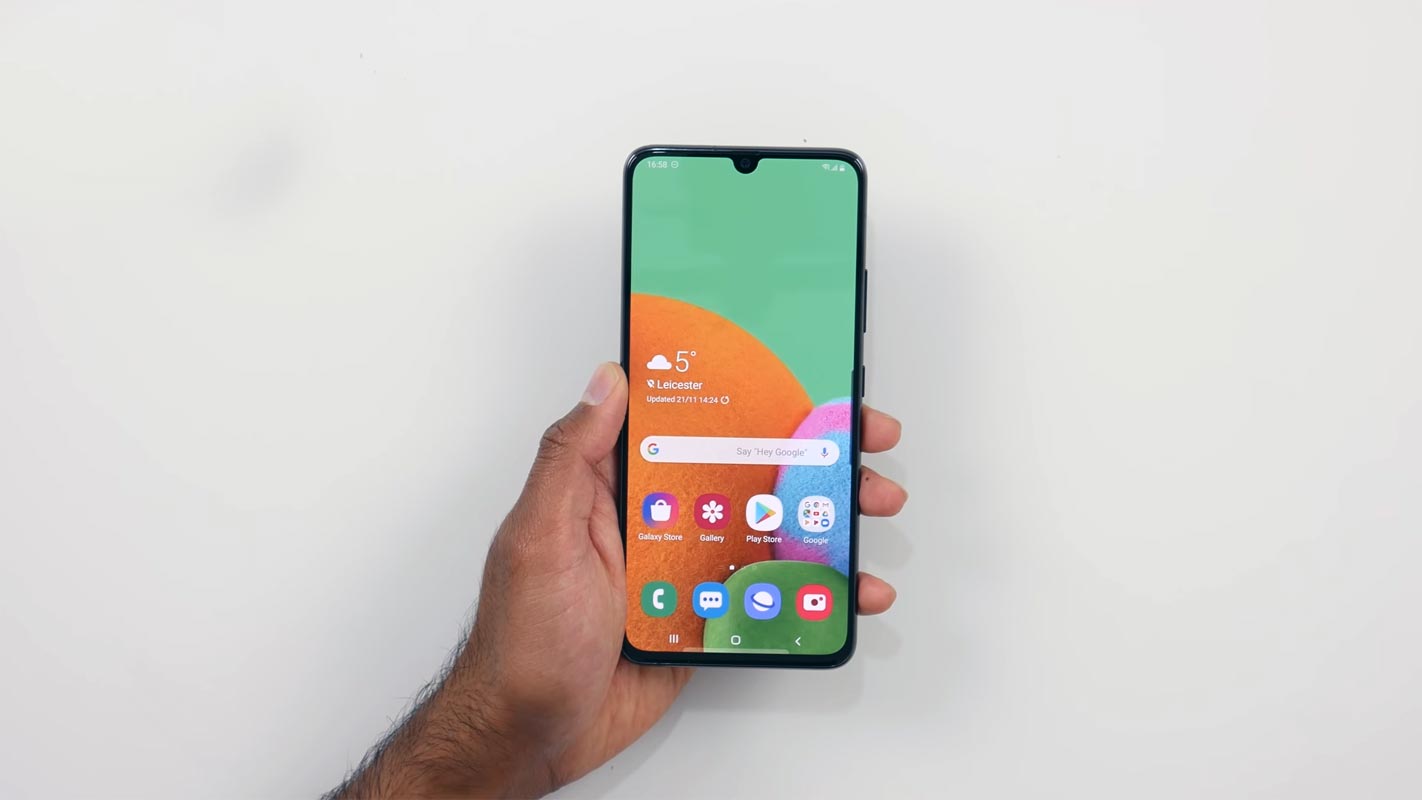 Samsung Galaxy A90 5G Home Screen in hand