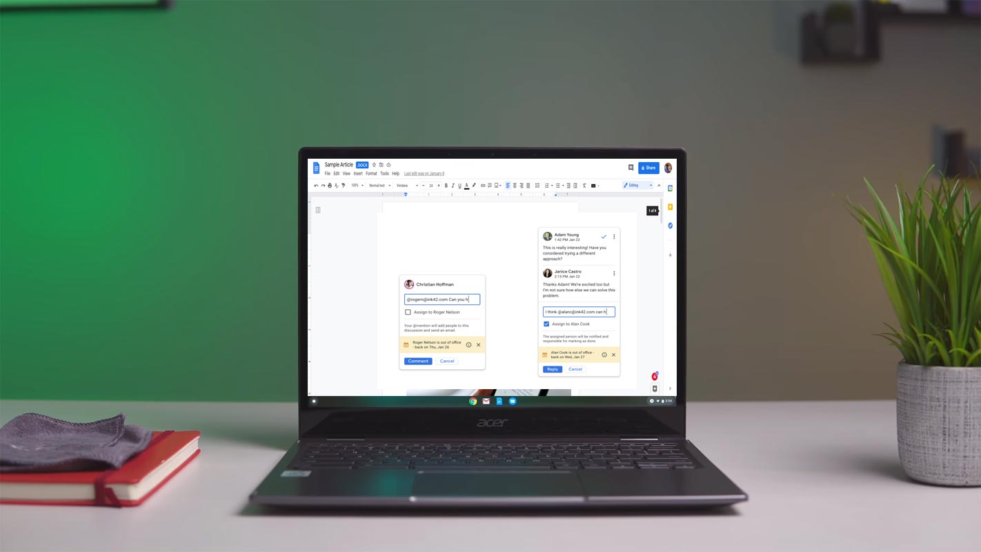 Google Docs Added Person is Out of Office