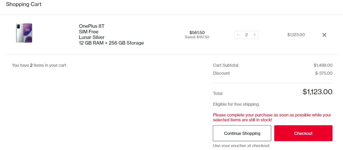 OnePlus 8T $375 Offer in two phones