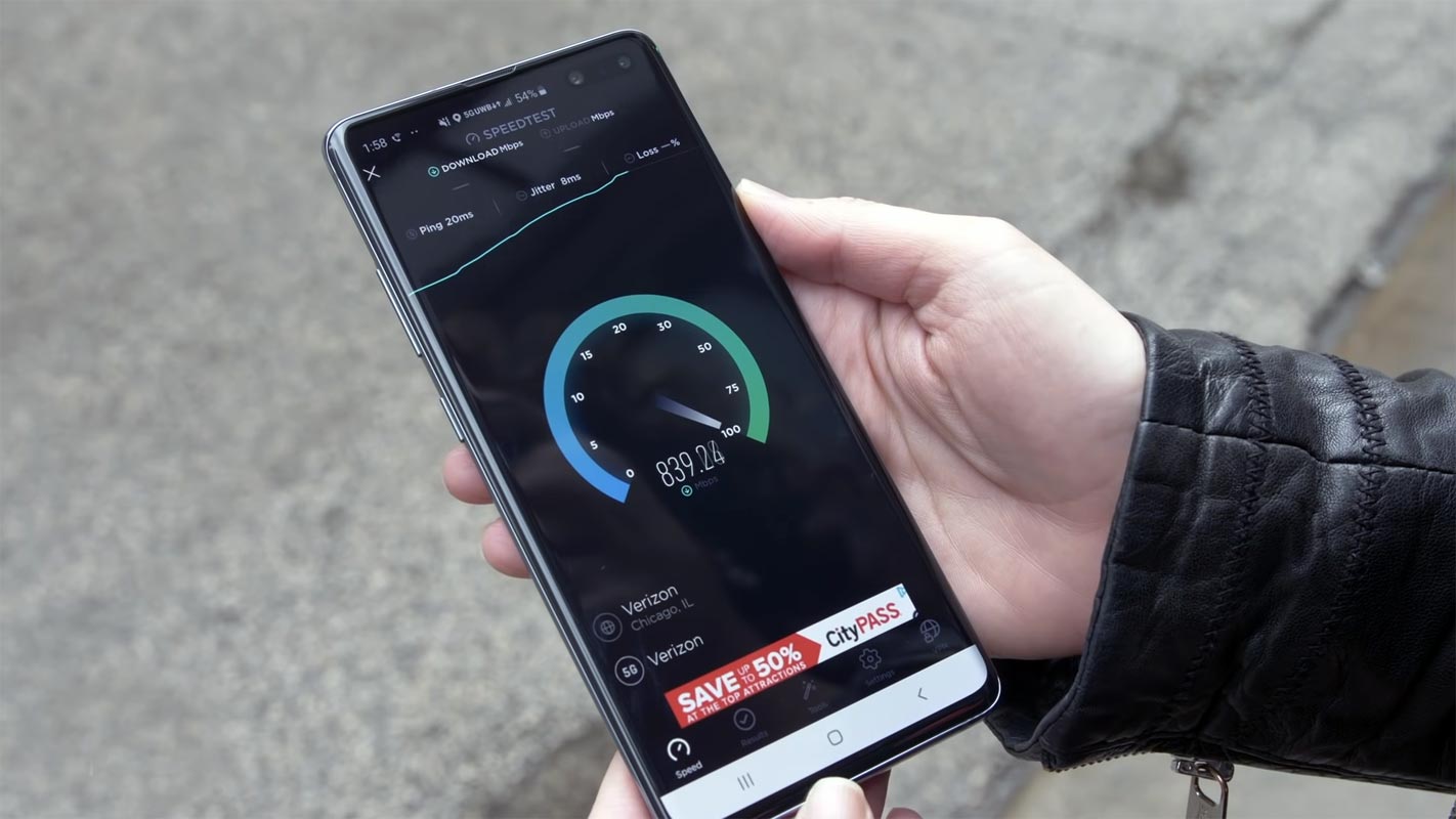 Samsung Galaxy S10 Verison 5G Speed Test