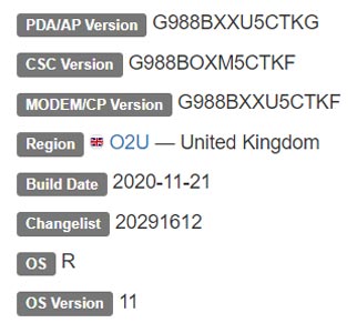 Samsung Galaxy S20 Ultra 5G Android 11 Firmware Details