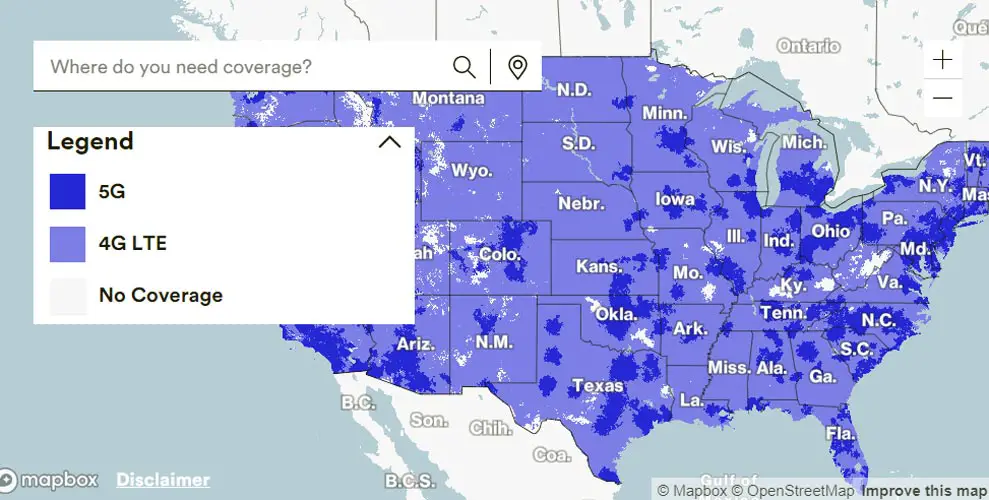 Visible 5G coverage Area