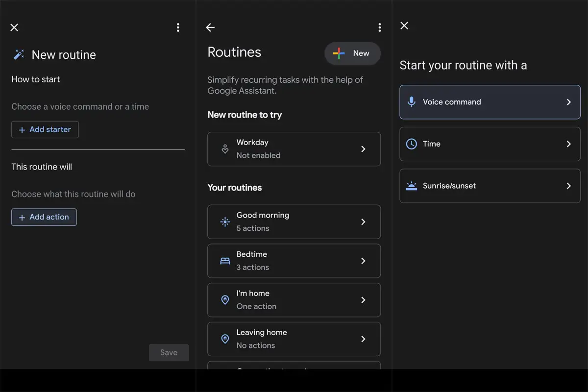 Add Starter Google Assistant Routines