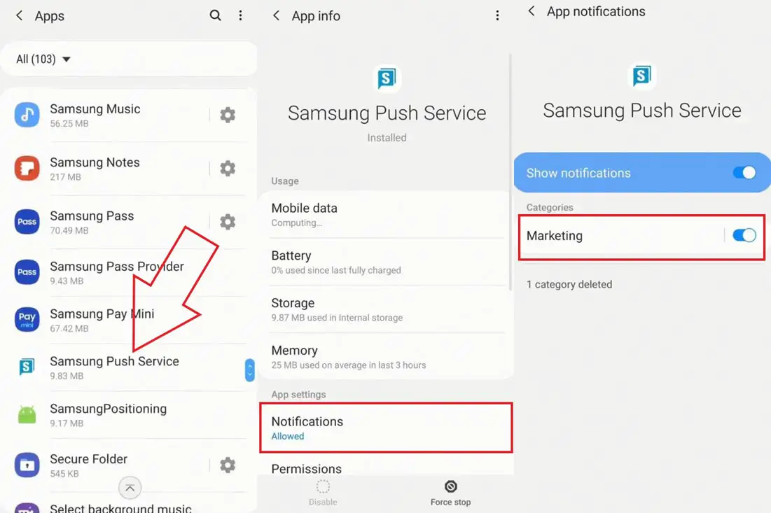 Disable Samsung Ads in Apps Settings