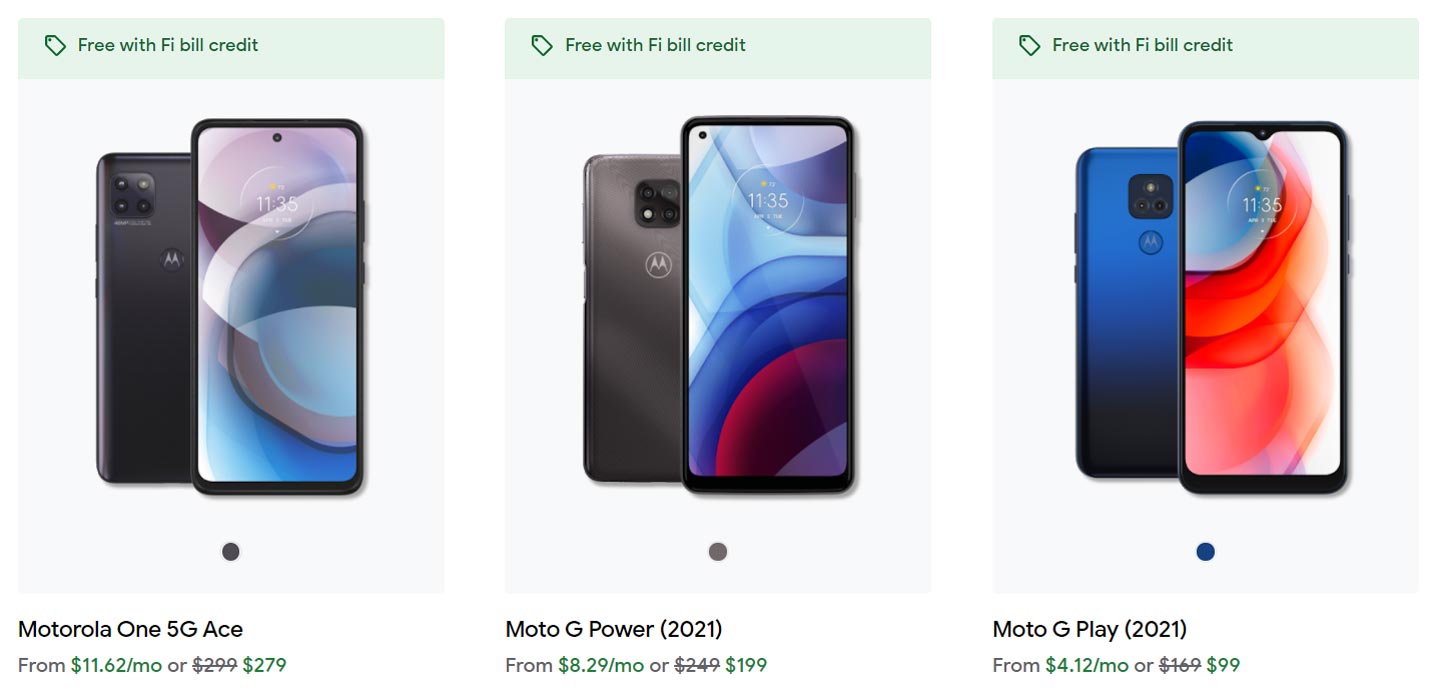 Moto phones Google Fi Unlimited Plans