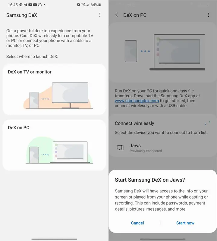 Samsung Dex Wireless in Galaxy S21 Mobiles