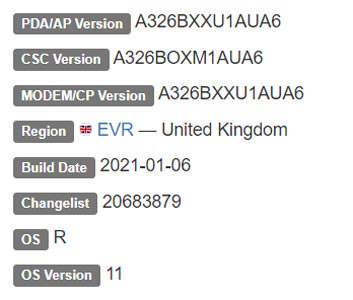 Samsung Galaxy A32 5G Android 11 Firmware Details