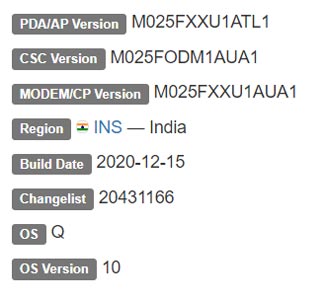 Samsung Galaxy M02 Android 10 Firmware