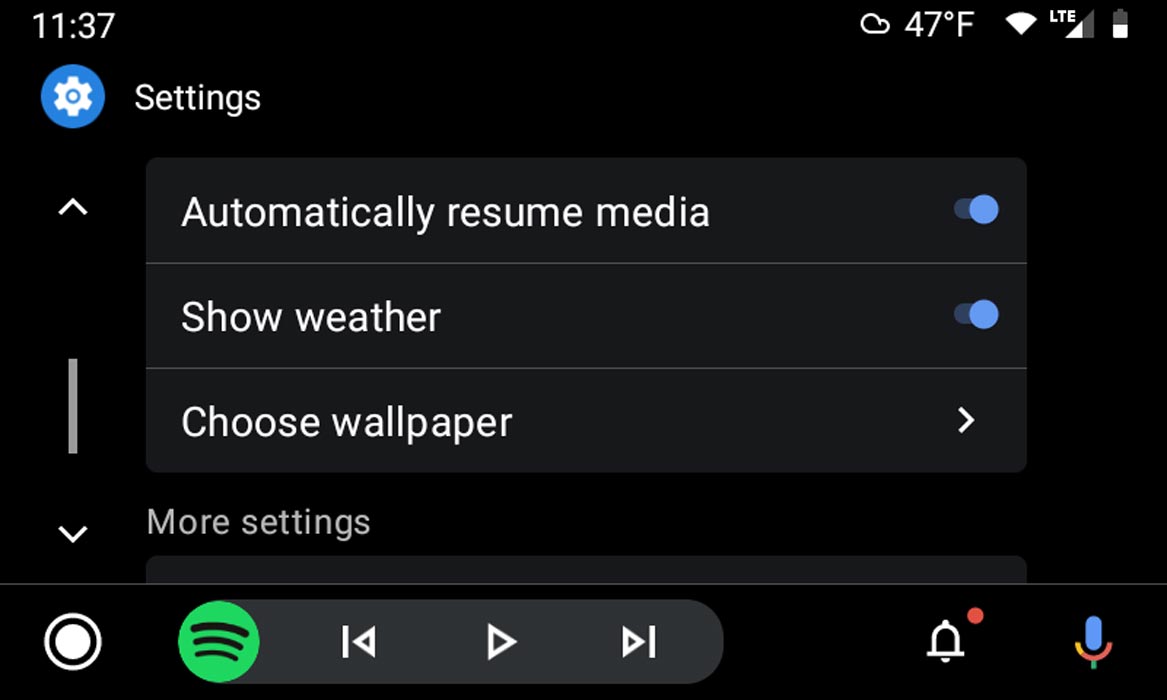 Wallpaper Option in Android Auto