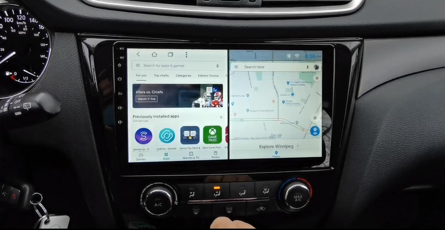 Android Auto Split Screen in Car