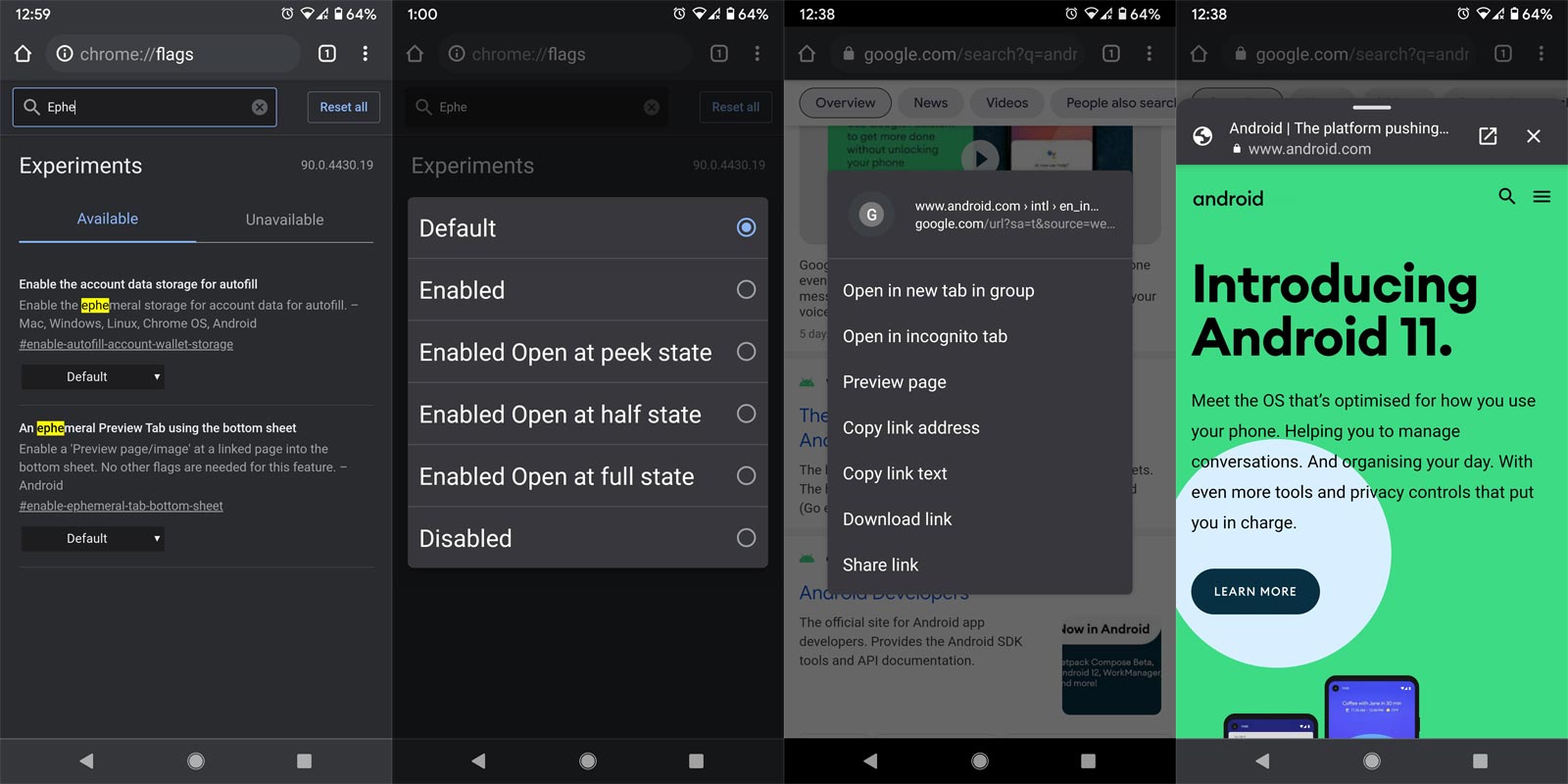 Android Google Chomr Preview Webpage enable using Flags