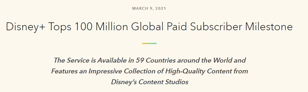 Disney Plus Reached 100 Million Paid Subscribers Official Statement