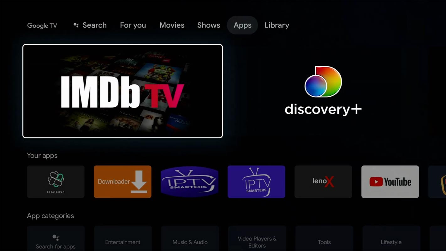 IMDb TV in Google TV Chromecast