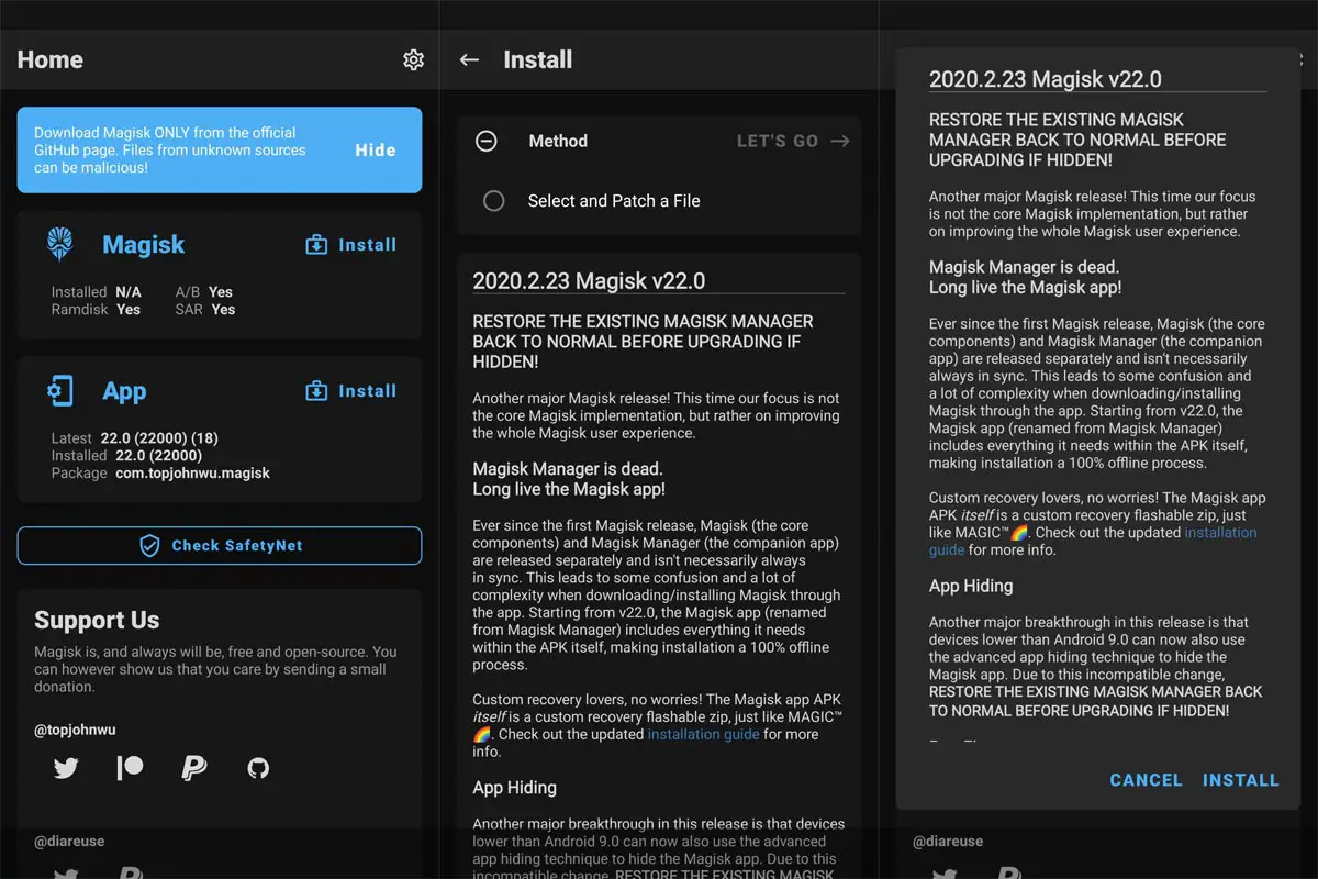 Magisk Manager V 22.0 Screenshots