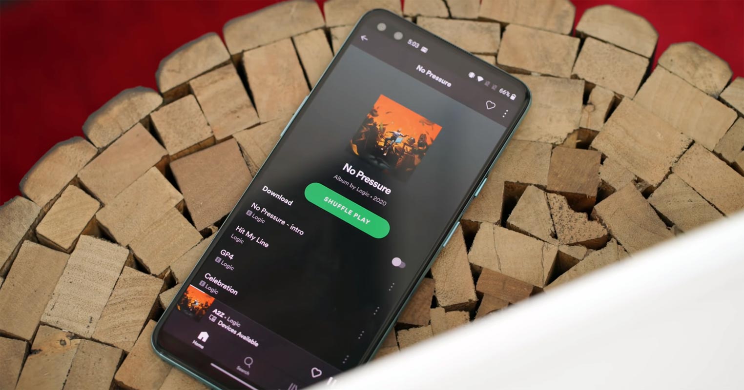 OnePlus Nord Playing Spotify