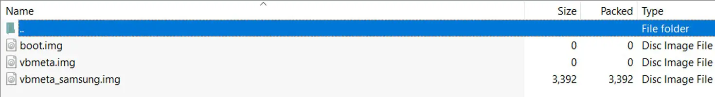 Samsung Boot and Vbmeta Files in Tar