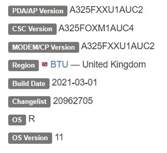 Samsung Galaxy A32 4G LTE Android 11 Firmware Details