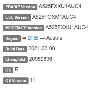 Samsung Galaxy A52 4G LTE Android 11 Firmware Details